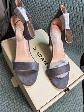 Adams Taupe Suede Ankle-Strap Heels never used.